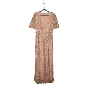 BALTIC BORN Marsielle Embossed Maxi Dress Sequin Champagne 3XL
